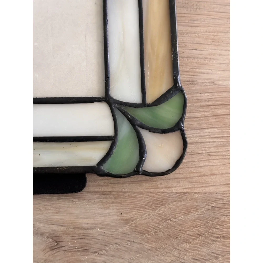 VTG Quoizel Art Deco MCM  Leaded Stained Glass Picture Frame 8X6